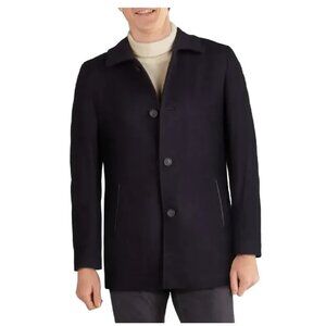 COLE HAAN Wool Cashmere Top Coat in Navy Blue MEN'S M